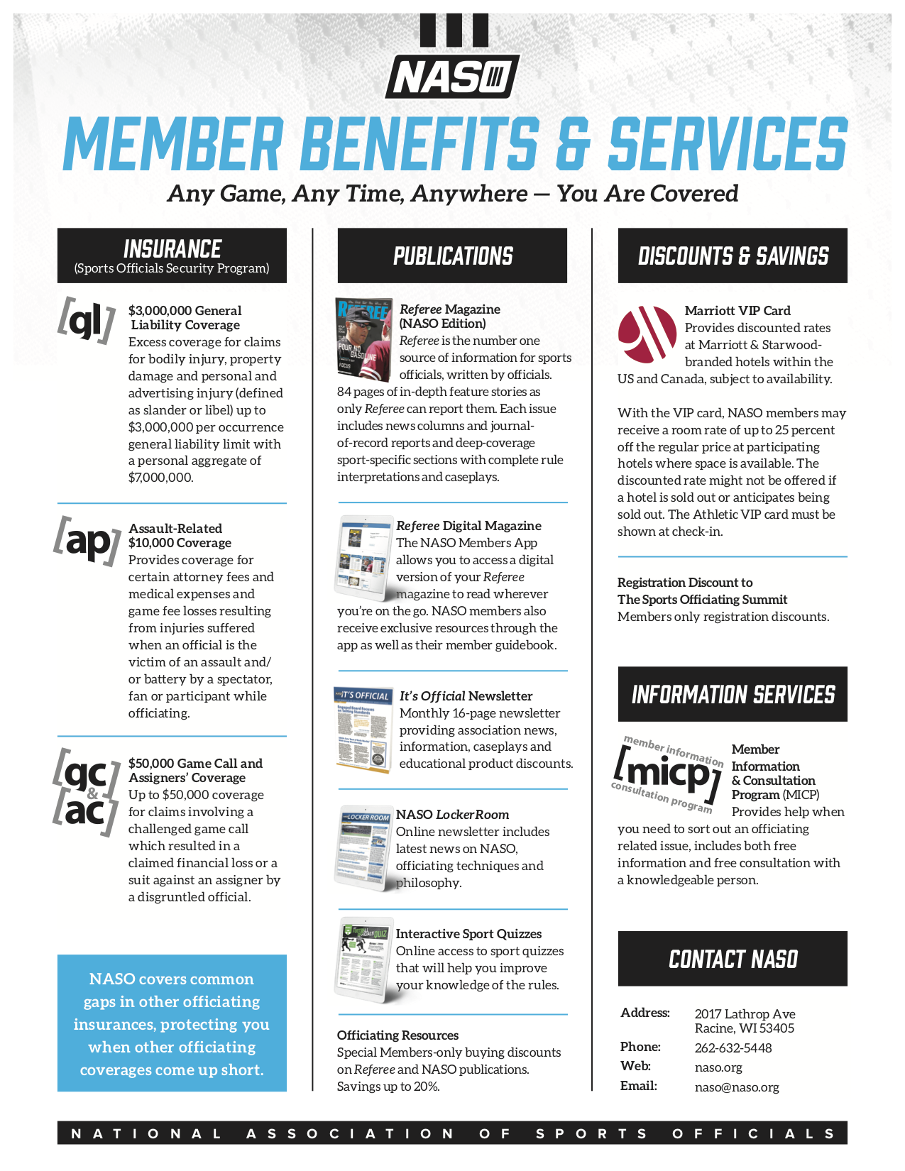NASO member benefits and services flyer